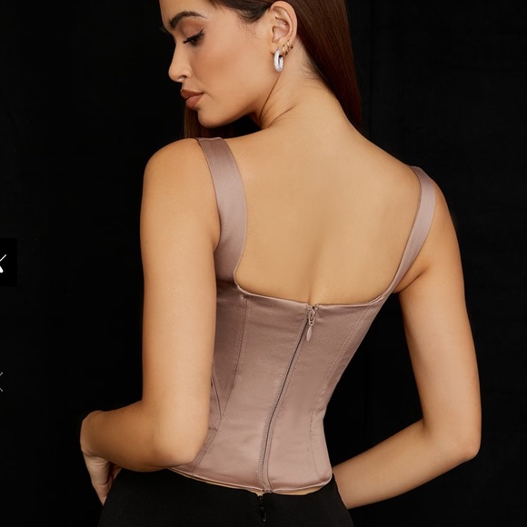 House of CB Rafa Stone Satin Longline Corset Top L - Picture 4 of 10